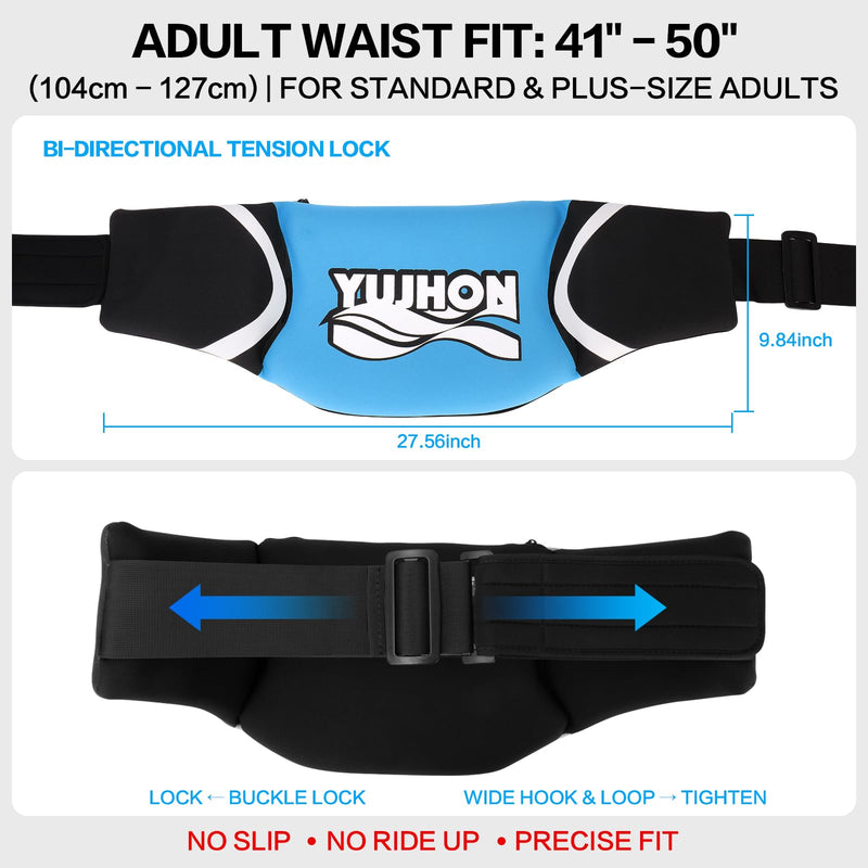 Swim Belt for Adults, Adjustable Flotation Belt,Water Aerobics Belt with Zippered Pocket,3-Section EPE Bouovancy Floating Belt for Aqua Jogging,Pool Exercise Equipment Hoop & Loop