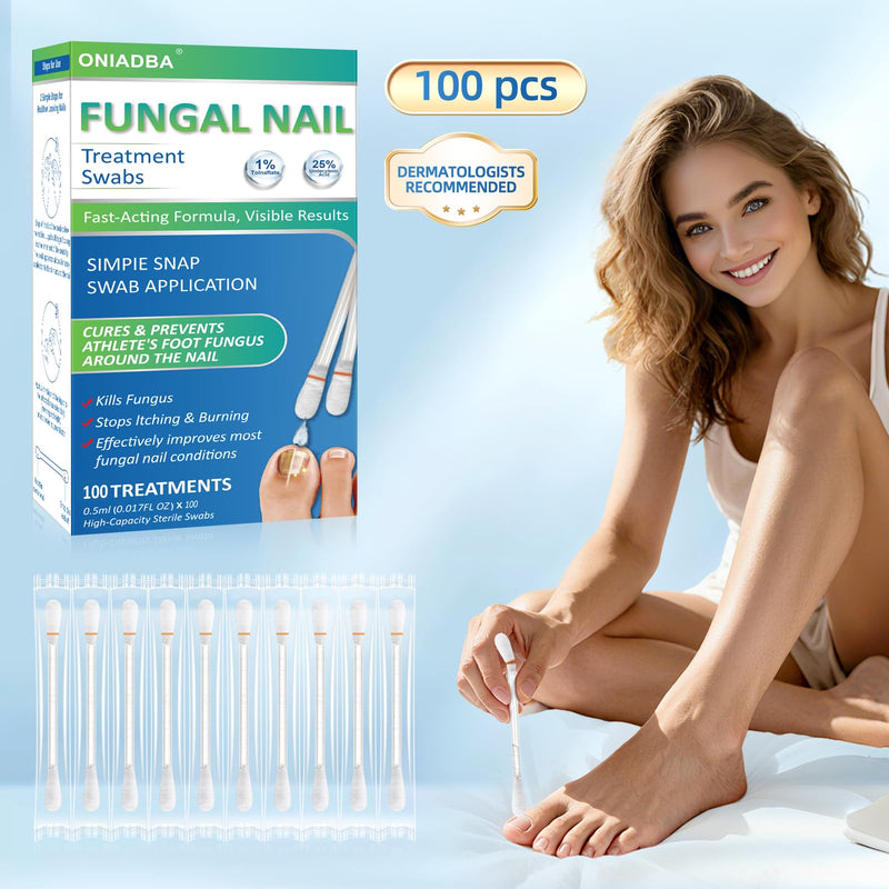 Fungal Nail Treatment Swabs–100 Ct, Extra Strength Toenail & Athlete’s Foot Fungus Treatment with 25% Undecylenic Acid, Damaged, Discolored & Thick Nails, Restores Healthy Nail Growth