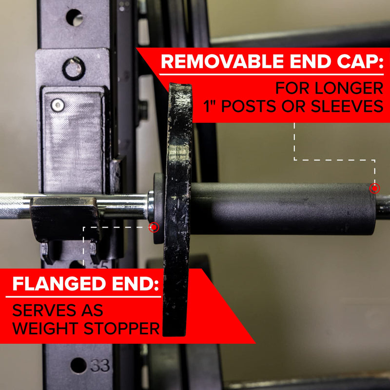 SERIOUS STEEL FITNESS Nylon Olympic Adapter Sleeve 8" - Convert 1" Bars or Posts to 2" Olympic Bars or Posts. Includes Removeable end Cap for Longer Posts. Wide Base (Flange - Pair)