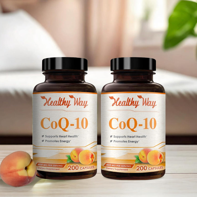 Coenzyme Q10 400mg CoQ10 Supplement - Once Daily Coq 10 400mg Powder Capsules for Healthy Heart Antioxidant and Energy Support - Non-GMO Quick Absorption Ubiquinone Q10 Coenzyme (200 Servings) 200 Count (Pack of 2)