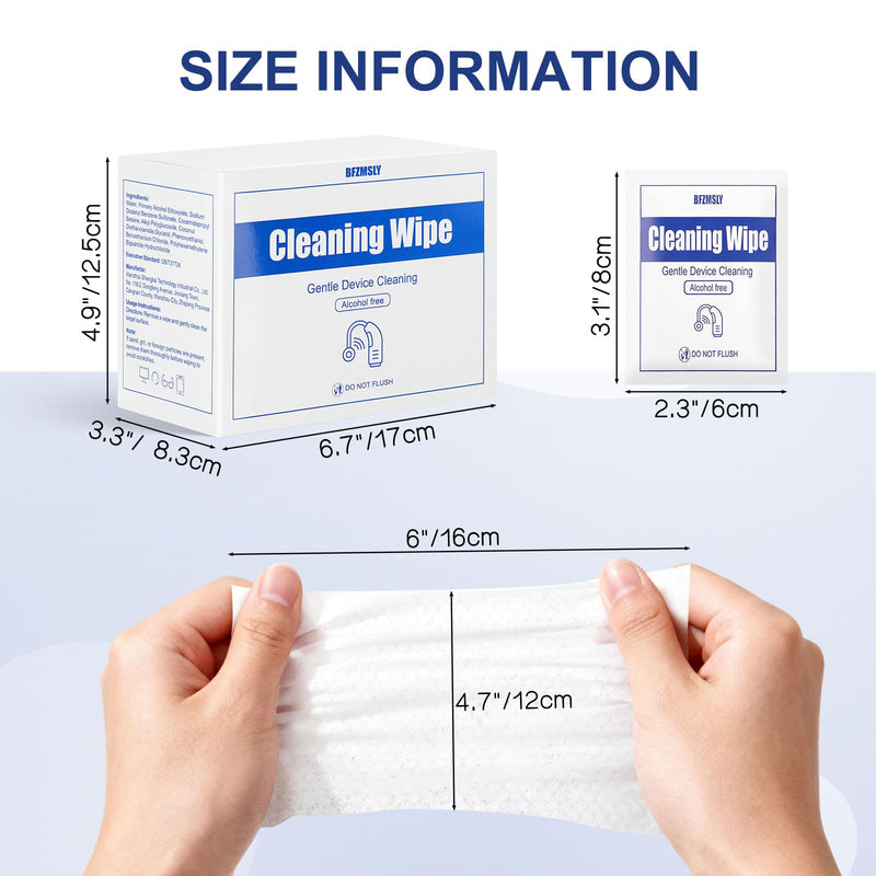 200 Pcs Hearing Aid Cleaning Wipes - Individually Wrapped Alcohol-Free 200