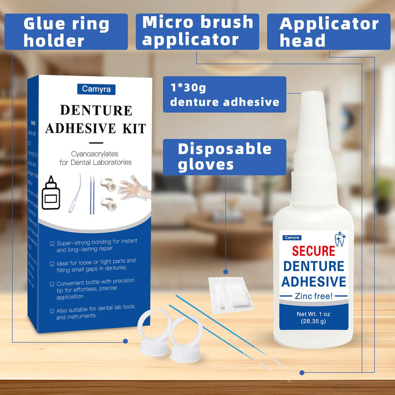 Dental Lab Instant Bonding Dental Glue (1 oz), Repair Cracks, Secure Loose & Broken Teeth, Super-Strong Denture Adhesive, Lasting for Days to Weeks, Clear Color, Non-Irritating Odor - BeesActive Australia