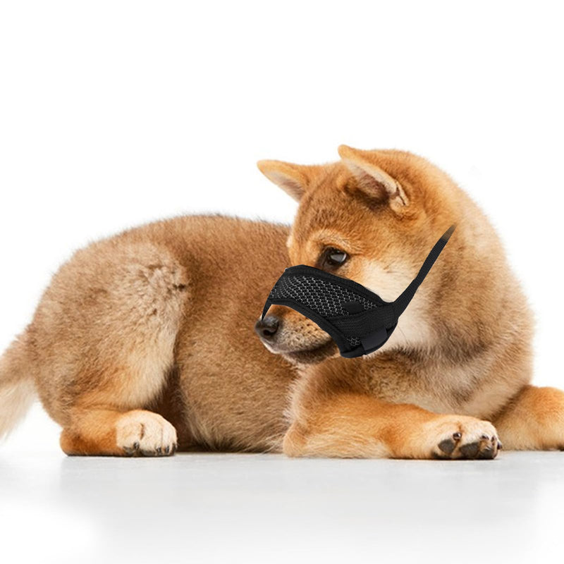 Dog Muzzle, Soft Mesh Muzzle Against Biting Barking Chewing Breathable Drinkable Adjustable Loop Pet Muzzle Dog Mouth Guard for Small Medium Dogs (Black) Black - BeesActive Australia