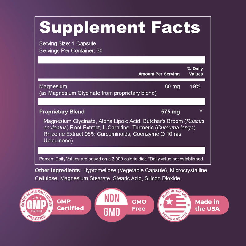 Presgera – Magnesium Glycinate, Turmeric & ALA – 30 Ct, 1 Month Supply | Also includes more botanicals with Magnesium Glycinate, Turmeric & Alpha Lipoic Acid | Non-GMO, Made in USA 30 Count (Pack of 1)
