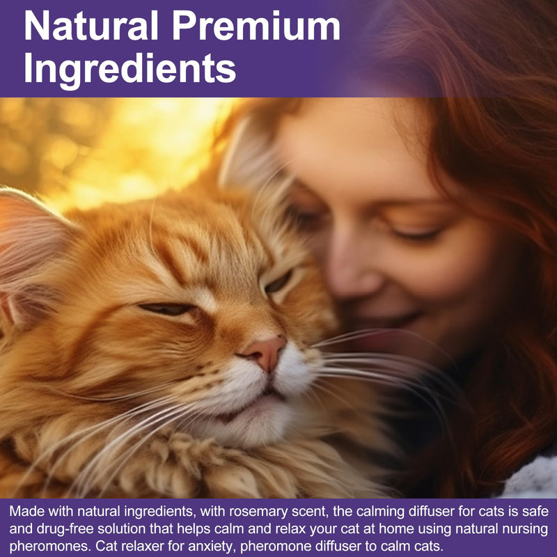 Cat Calming Pheromone Diffuser Kit, 1 Diffuser + 3 Refills (48ml Each), Natural Ingredients, Stress & Anxiety Relief for Cats & Kittens