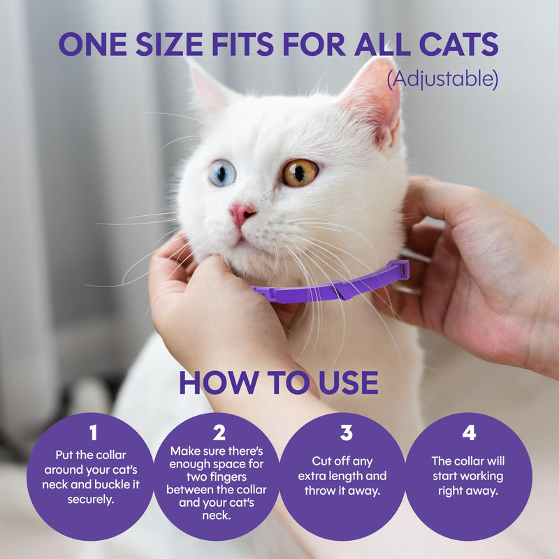 Pheromone Calming Collar for Cats 4 Pack – Breakaway Cat Calming Collar for Anxiety, Separation Stress, Spraying and Meowing, Adjustable Waterproof Natural Collar for Indoor Cats