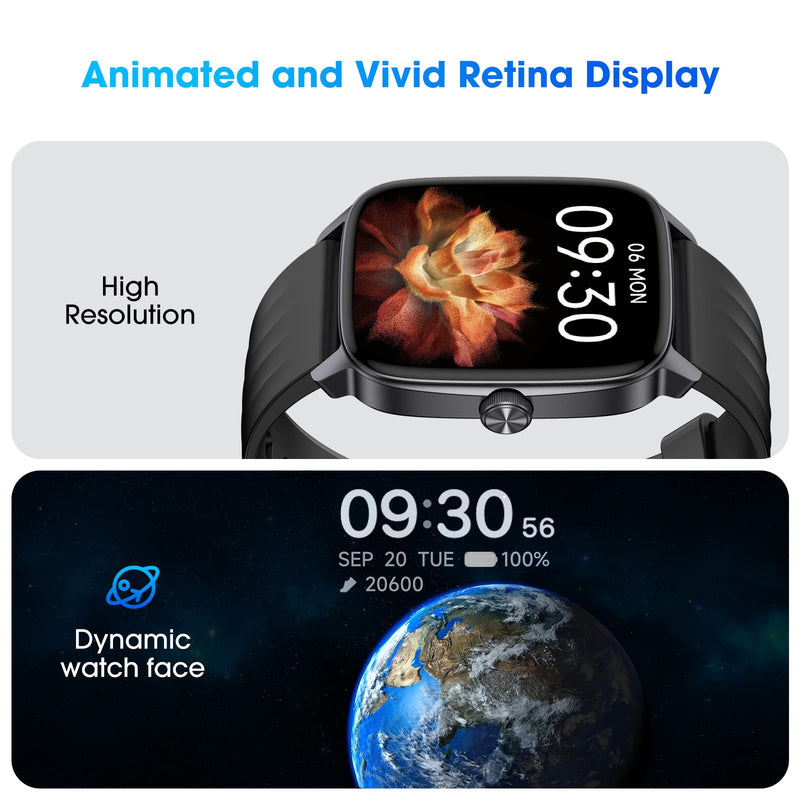 Pedometer Watch No APP/Phone Required, Waterproof Fitness Tracker Watch with Heart Rate Monitor, Large Screen with Pedometer, Sleep Tracking, Calories & Step Counter, Smart Watches for Women Men Black