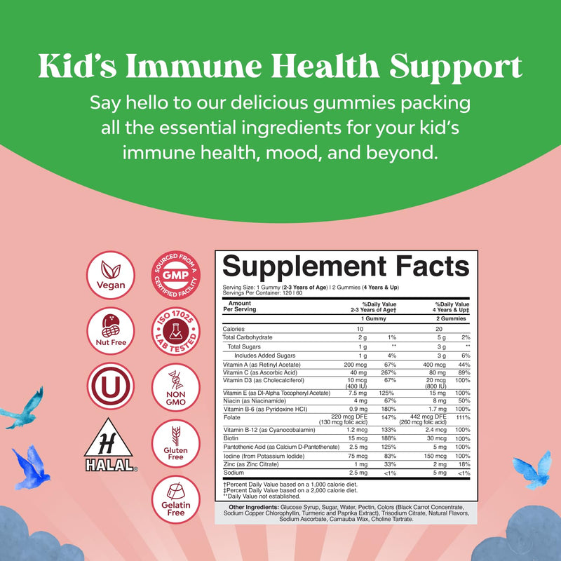Natures Craft Kids Multivitamin Gummies - Vegan Multivitamin for Kids 2+ with 14 Essential Vitamins and Minerals - Daily Gummy Multivitamins Vegan Nut Free & Non-GMO (120 Count) 120 Count (Pack of 1)