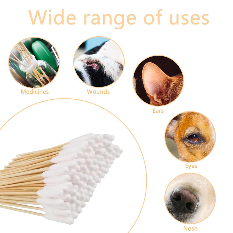 Pet Dog Ear Cleaning Swabs,200 Pieces 12cm/15cm Extra Large Cotton Buds for Dogs Cats,Dog Ears Cleaner Wipes Alternative for Wax Removal & Itchy Ears Relief,Pet Ear Cleaning Cotton Earbuds