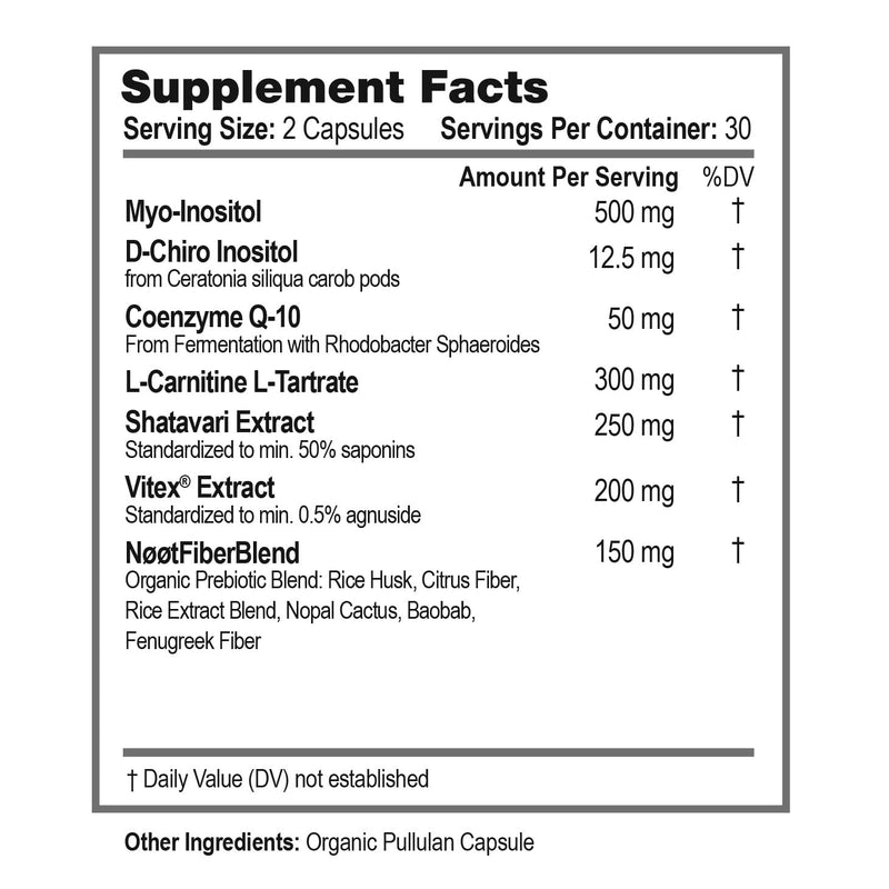 NOOT Female Fertility – Conception for Her with Myo-Inositol, D-Chiro Inositol, Shatavari, Vitex & CoQ10, Natural Hormone Balance for Women and Future Moms, Vegan, 60 Capsules - BeesActive Australia