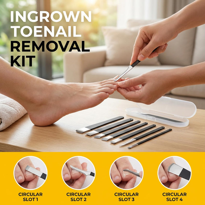 8-Piece Ingrown Toenail Removal Kit & Ingrown Toenail Corrector Tool – Ingrown Toenail Lifter, Ingrown Toenail Tool with Storage Box, in Stainless Steel Pedicure Tools for Paronychia & Dead Skin - BeesActive Australia