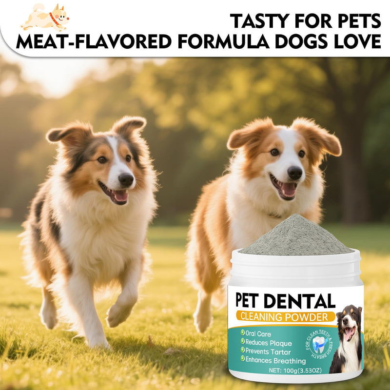 Dog Dental Powder, Dog Teeth Cleaning Powder- Natural Breath Freshener for Dogs, Tartar & Plaque Remover, Dental Care for Small, Medium, Large Dogs & Cats (Dog Dental Powder) Dog Dental Powder