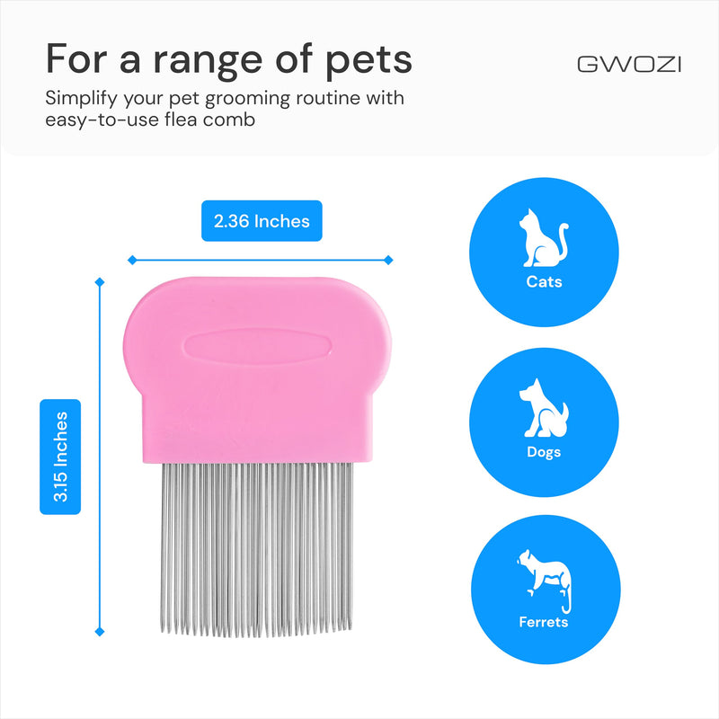 Flea Comb for Cats & Dogs - Brush Dog/Cat Flea Comb - Nit Comb for Pets/Puppy/Kitten about Stainless Steel Pin Teeth with Plastic Handle, 2 Pcs - BeesActive Australia