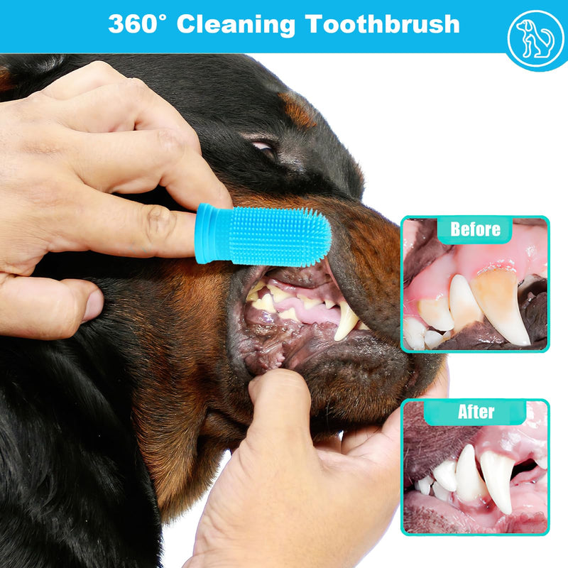 Pack of 10 Dog Toothbrushes, 360º Dog Toothbrush Finger Toothbrush Cat, Silicone Pets Teeth Cleaning Toothbrush Kit for Dogs, Puppies, Cats & Small Pets Dental Care - BeesActive Australia