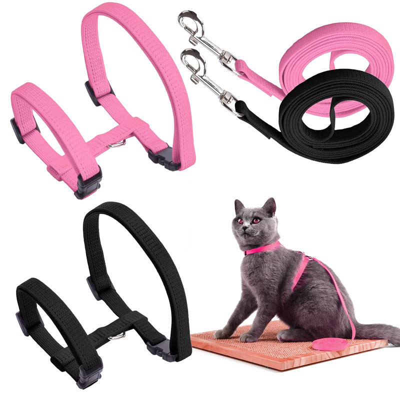 YUTOU Pack of 2 soft cat harnesses with leash, escape-proof, adjustable nylon harnesses, cat leash, cat vest with safety buckle, puppy harness for kitten, puppy, rabbit, rabbit