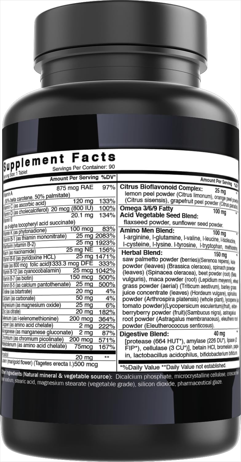 Best Naturals Day-to-Day Men's Multivitamin Food Based Supplement with Vitamin A, L-Arginine, L-Glutamine, L-Lysine- 90 Tablets