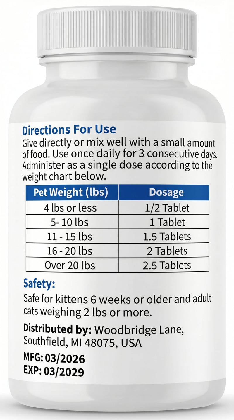 (praziquantel/pyrantel pamoate) Broad Spectrum Dewormer Tablets for Cats and Kittens, for Multi-Cat Homes, Rescuers & Shelters, 100 Tablets