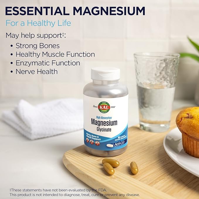 KAL, Magnesium Glycinate, 90 Softgels - BeesActive Australia
