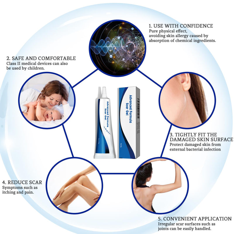 Advance Scar Gel, Scar Cream, Advanced Formula Scar Gel for Old & New Scars, Surgical Scars, Face, Body, Leg, Burns, Acene, C-Section, Stretch Marks, Keloids, Scar Removal for Adults & Kids