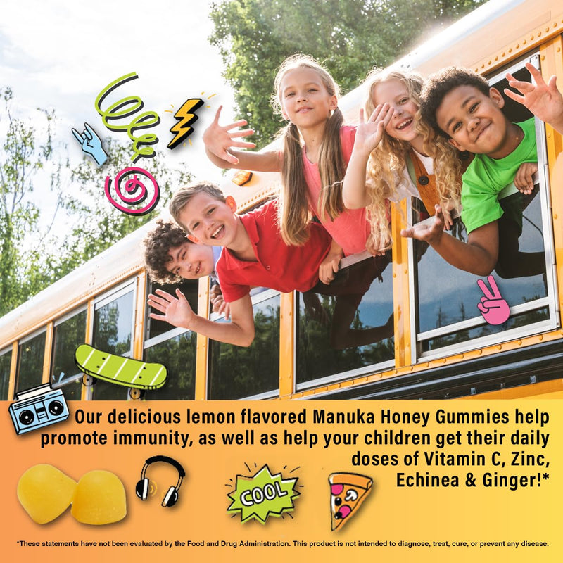 Generic 5-in-1 Kid's Immune Support Gummy, Manuka Honey, Vitamin C, Zinc, Echinacea, Ginger, Gummy Supplement, Essential Immune Support Gummies for Daily Use, Natural Citrus Flavored - 60 Count