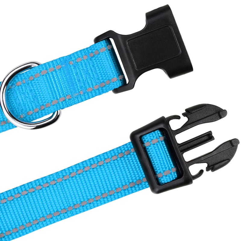 TagME Small Dog Collar, Adjustable Reflective Nylon Dog Collar with Quick Release Buckle, Sky Blue, 5/8" Width Small (Pack of 1) - BeesActive Australia