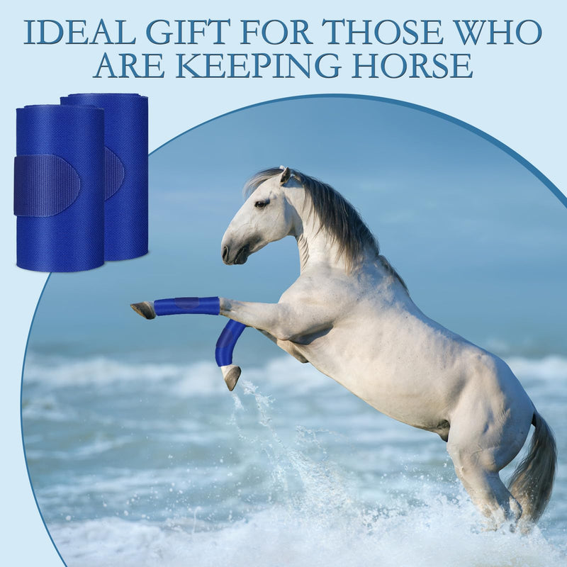 Set of 4 Horse No Bow Bandage 3D Contoured Standing Wrap Bandages Stable Nylon Horse Leg Wraps for Helping Prevent Horse from Tendon Damage and Keep Horses Clean and Safe (Dark Blue) Dark Blue - BeesActive Australia