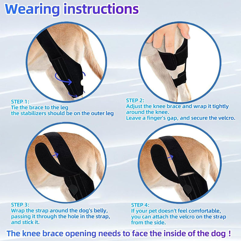 Dog Knee Brace for Torn Acl and Ccl Injuries, Adjustable Dog Acl Brace Hind Leg Support with Metal Stabilizers, Knee Brace for Dogs Back Leg Helps with Joint Pain, Surgery Recovery (M) M
