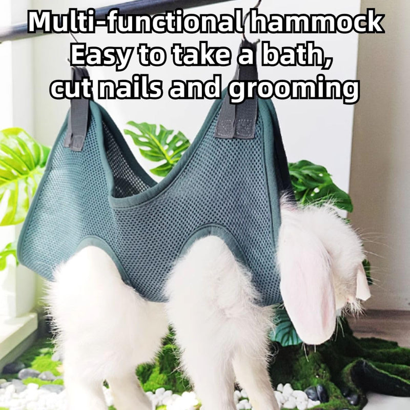 Rabbit Grooming Hammock with Safety Belt for Nail Clipping, Grooming, Bunny Bathing Bag for Nail Trimming, Cat Claw Care Bag, Small Animal Grooming Harness (Red,X-Small) Red X-Small - BeesActive Australia