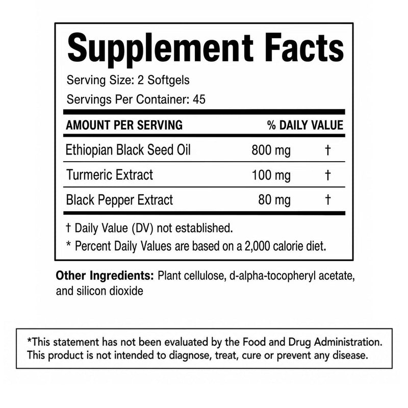 Sabel Black Seed Oil - Within, 5% Thymoquinone | , Vitamin D3 1000 MG, Turmeric and Black Pepper Extract Supporting Health by Restoring Balance From 60 Capsules