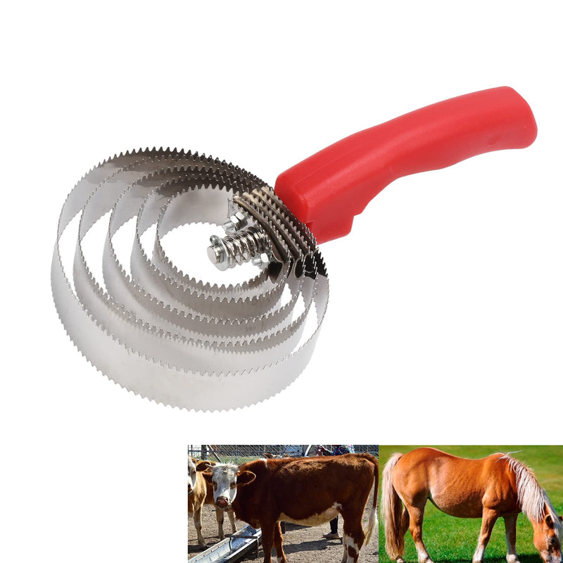 Curry comb 6 Ring Horse Shedding Comb Stainless Steel Spiral Curry Comb for Sheep Horses Cows Relieve Itching(5 turns) - BeesActive Australia