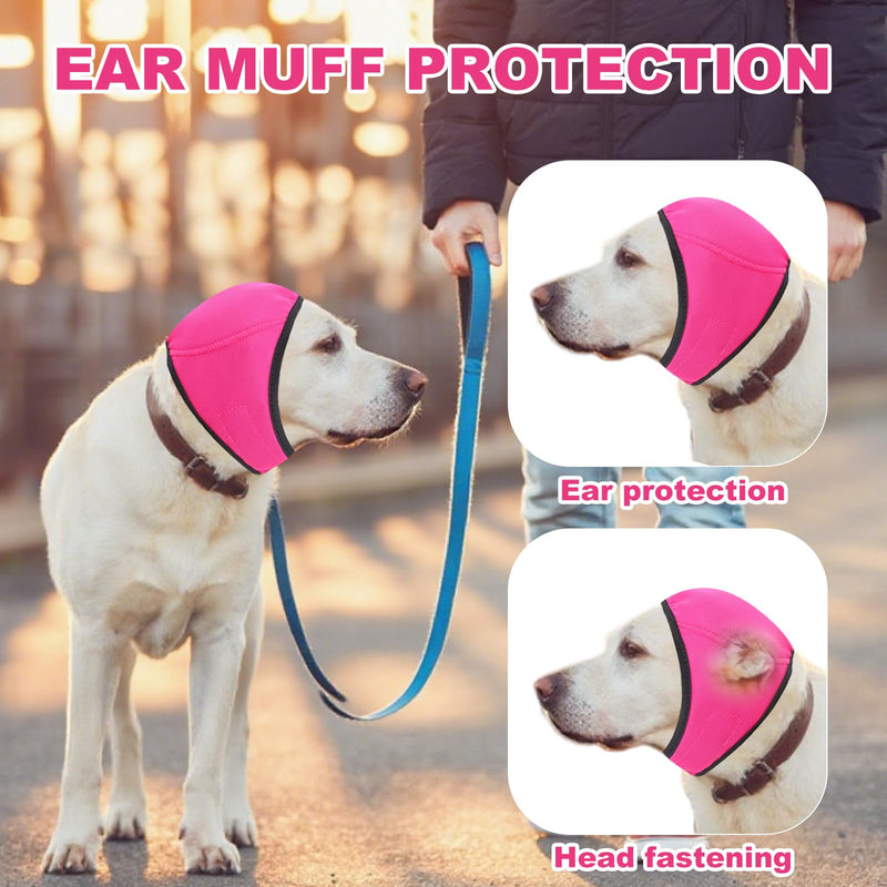 Dog Ear Muffs No Shake Ear Wraps for Dogs Ear Protection for Noise & Anxiety Relief Comfort Calming Hoodie, Protection Firework Grooming Bathing and Force Drying (Pink M) Pink