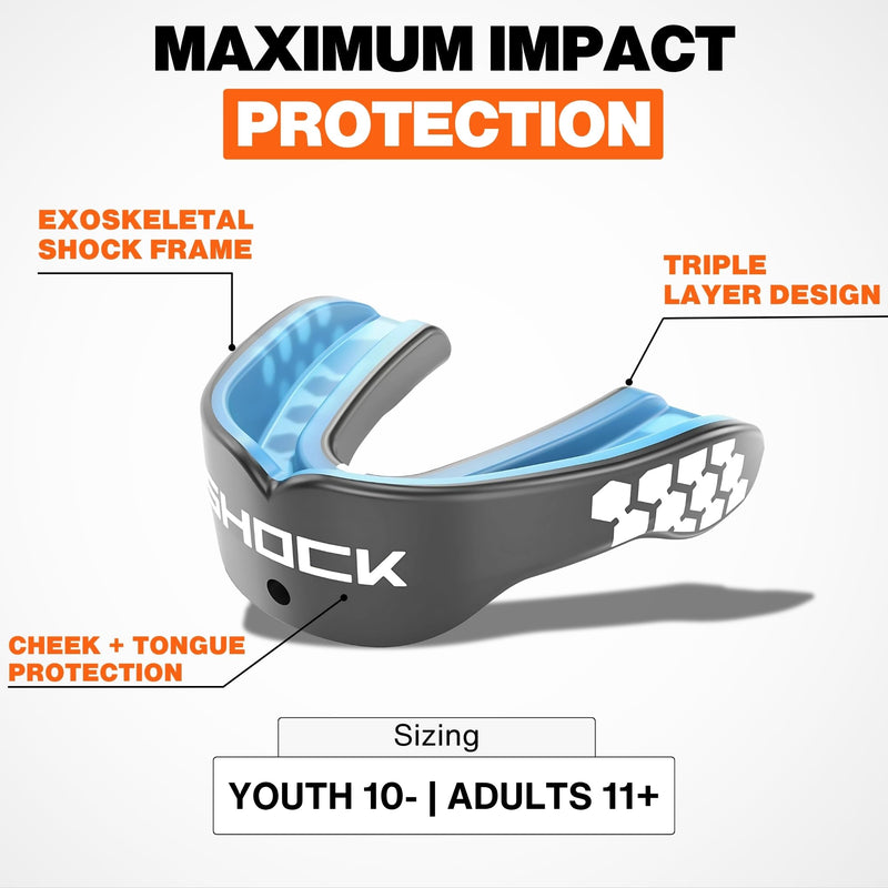 Shock Doctor Mouth Guard Sports, Hockey, Lacrosse, Baseball, Wrestling Moutguard, Gel Max Heavy Duty Protection & Custom Fit, Football Mouth Guard with Strap, Adult & Youth Mouthguard Non-flavored Pink - BeesActive Australia