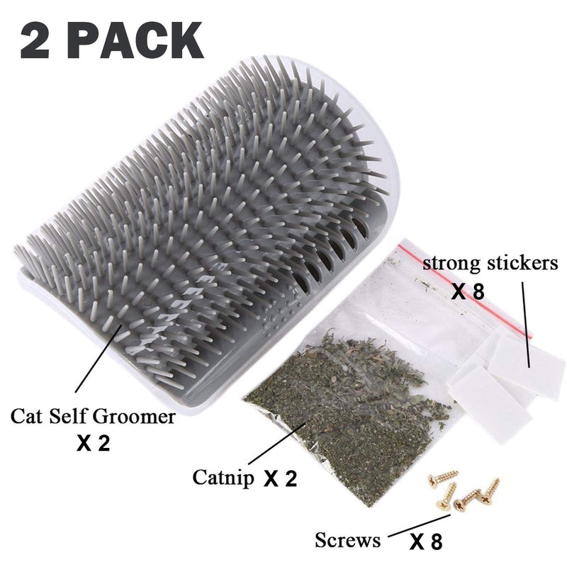 3.0 Soft Cat Brush, Massage Corner for Cats, Self Groomer, Cat Loves Corner Brush, Cat Toy with Catnip, for Massage, Tickling Fur Removal, 4 Pack 3.0 Soft Gray (4 Pieces) - BeesActive Australia