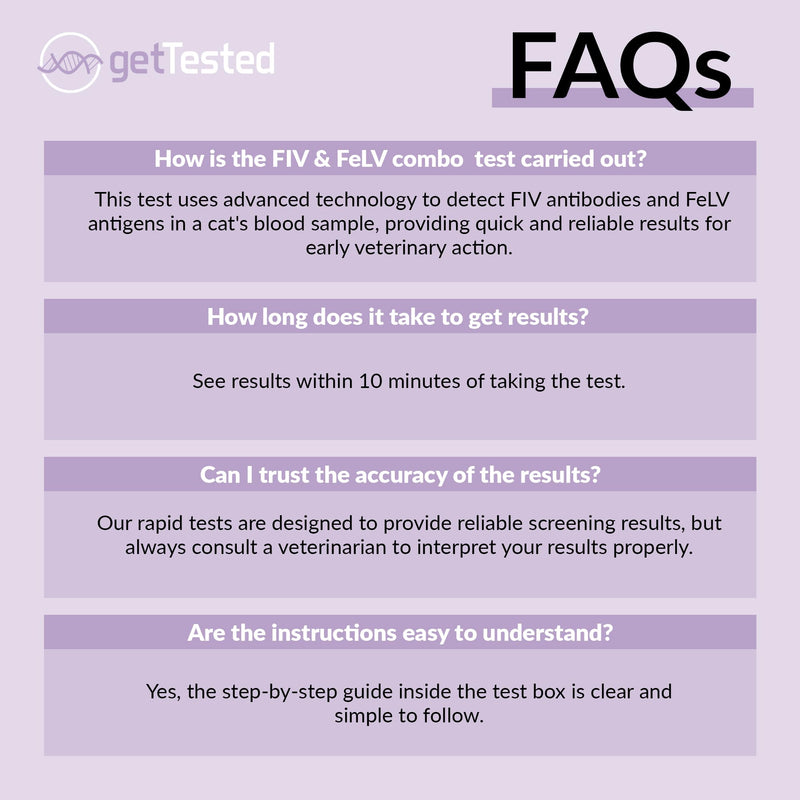 getTested Virus Combo FIV and FeLV Test for Cats, At-Home, Rapid Antigen Test Kit for Kittens and Cats, Easy Blood Screening, Fast, Accurate Results in 10 Minutes