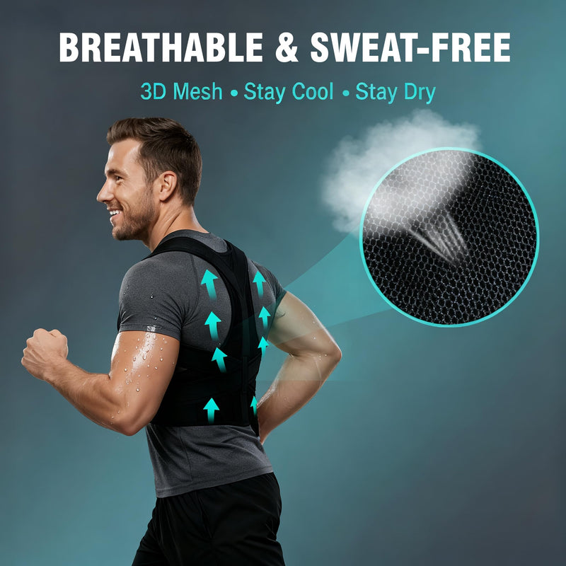 Back Brace Support Posture Corrector for Men ‚Äì Full Back Support for Upper, Mid & Lower Back Pain Relief, Ergonomic 3-in-1 System Improves Posture & Helps with Slouching, Rounded Shoulders (1, Large) 1