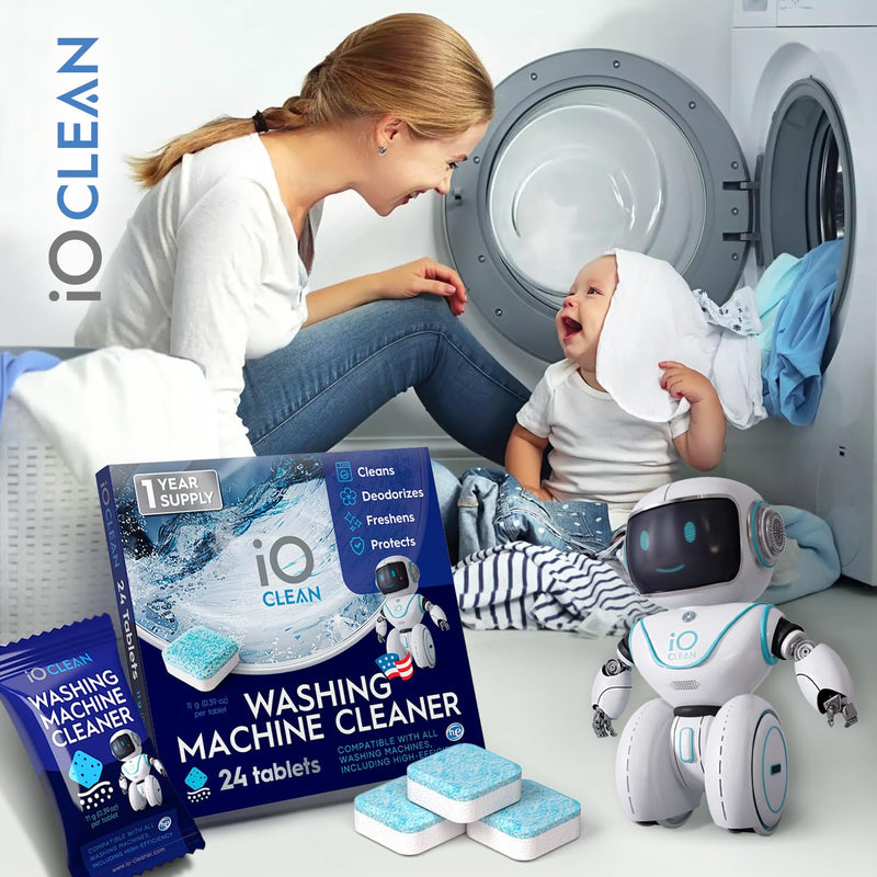 Washing Machine Cleaner and Descaler Tablets 24 Pcs - Deep Clean and Descaling for HE Front and Top Loaders Washer - High-Efficiency Tablets for a Fresh, Spotless Laundry, Remove Odor - 1 Year Supply - BeesActive Australia