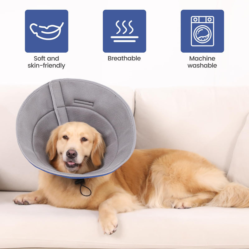 HAPPY HACHI Dog Neck Collar, Breathable Comfy Cone Dog, Adjustable Recovery Collar for Dogs, Prevention of Bite and Lick Wounds, Soft Protective Collar for Dogs After Operations (XL) XL - BeesActive Australia