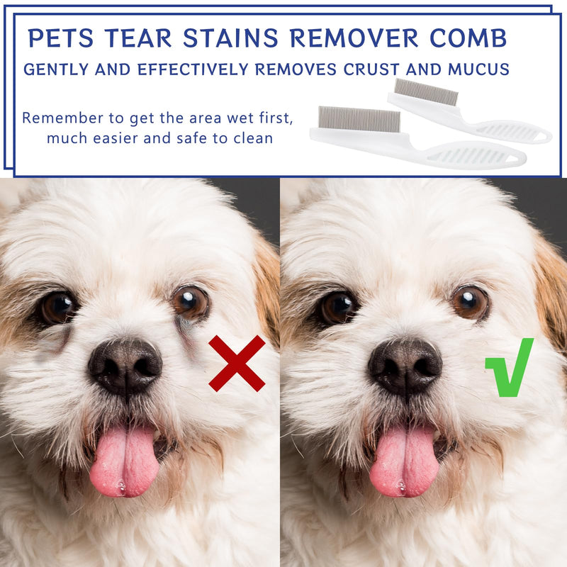 BLMHTWO Pack of 2 flea combs for cats, flea comb for dogs, white, professional tick comb for dogs, fine-toothed pet care comb for removing fleas, hair, tear marks, stains, white - BeesActive Australia