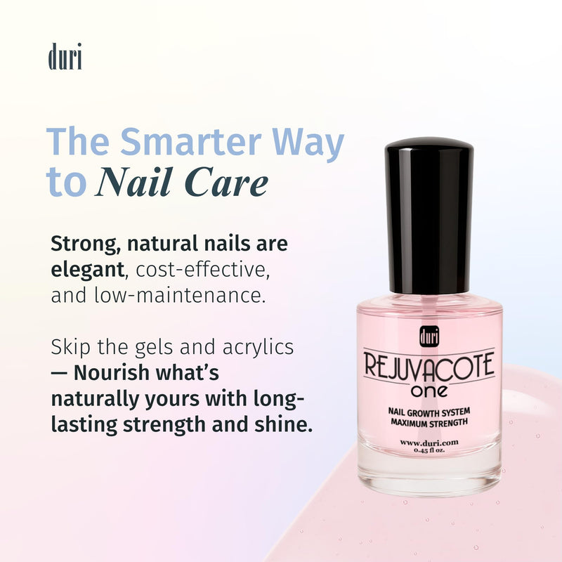 Duri Rejuvacote 1 Original Maximum Strength Nail Growth System Base and Top Coat - Nail Hardener Repair Chipping Strengthen Breaking and Brittle Treatment, by Duri Cosmetics (Pack of 1) Clear 0.45 Fl Oz (Pack of 1)