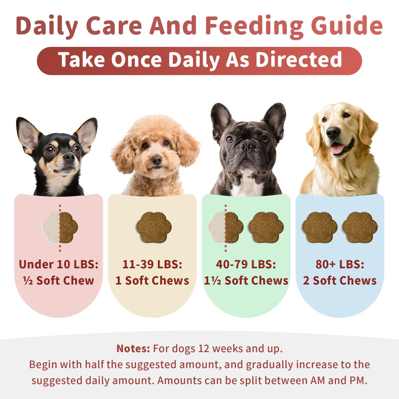 Dog Allergy Chews - Paw Licking, Seasonal Allergy & Itch Relief - Probiotics for Dogs Immune & Gut Health with Turkey Tail Mushroom, Pumpkin - Bacon Flavor - 90 Count 90 Count (Pack of 1)