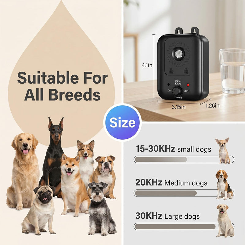 Anti Barking Devices, Ultrasonic Dog Bark Deterrent Devices Long Range 33ft, Barking Control Devices for Dogs Training, 3 Modes Ultrasonic Bark Box, Dog Barking Silencer Indoor/Outdoor