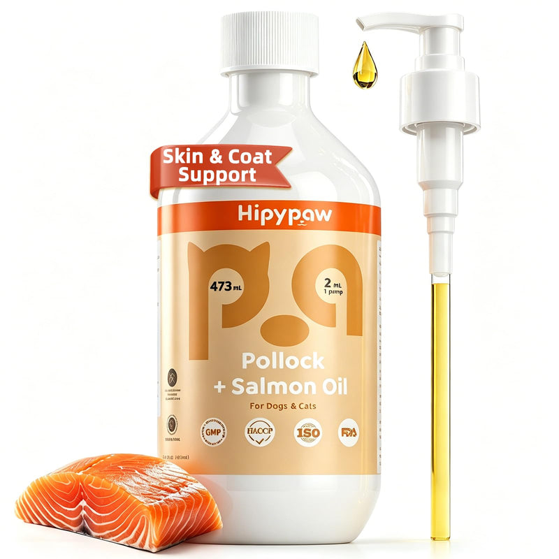 Fish Oil Omega 3 for Dogs - Salmon & Pollock Oil for Dogs and Cats - Defense Liquid Supplement for Skin, Coat Brain, Hip, Joint and Heart Health - Omega Oil for Pet(16OZ) White