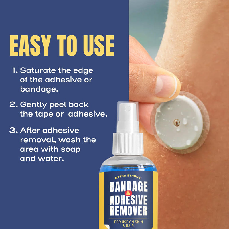Sting-Free Adhesive Remover - 4 oz Gentle & Pain-Free Bandage, Strong Adhesive Remover - Ideal for Sensitive Skin, Sports Tape, Dialysis Ports, Continuous Blood Glucose Monitoring, Colostomy Bag Care