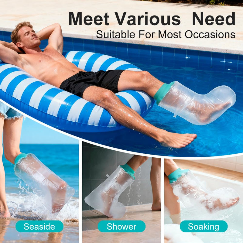 CIVJET Waterproof Cast Cover for Shower Adult Half Leg – Reusable Leg Cast Protector with Soft Ring Seal, Leakproof Cast Covers for Showering Foot Ankle Calf Surgery, Shower Boot for Injury Recovery Short Leg