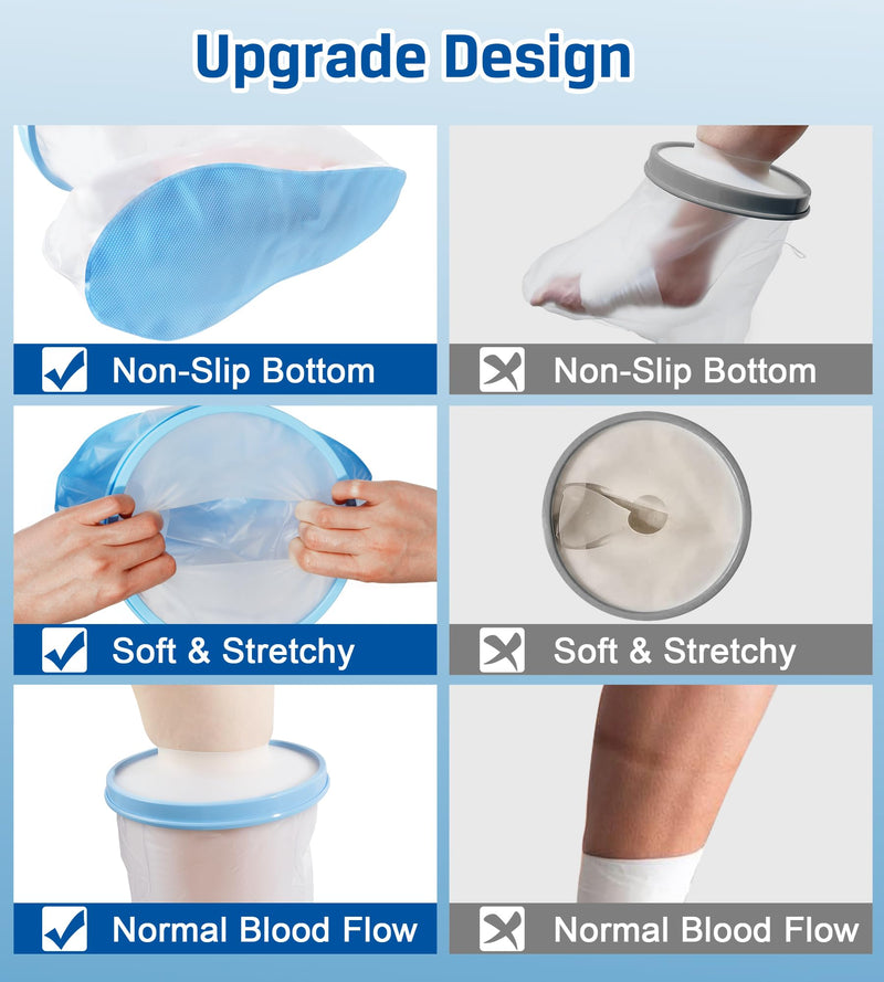 Blueash Waterproof Extra Wide Leg Cast Cover for Shower Adult, Reusable Extra Large Leg Shower Casts Cover with Non-Slip Bottom for Adults Large Casts Surgery Shower Boots - BeesActive Australia