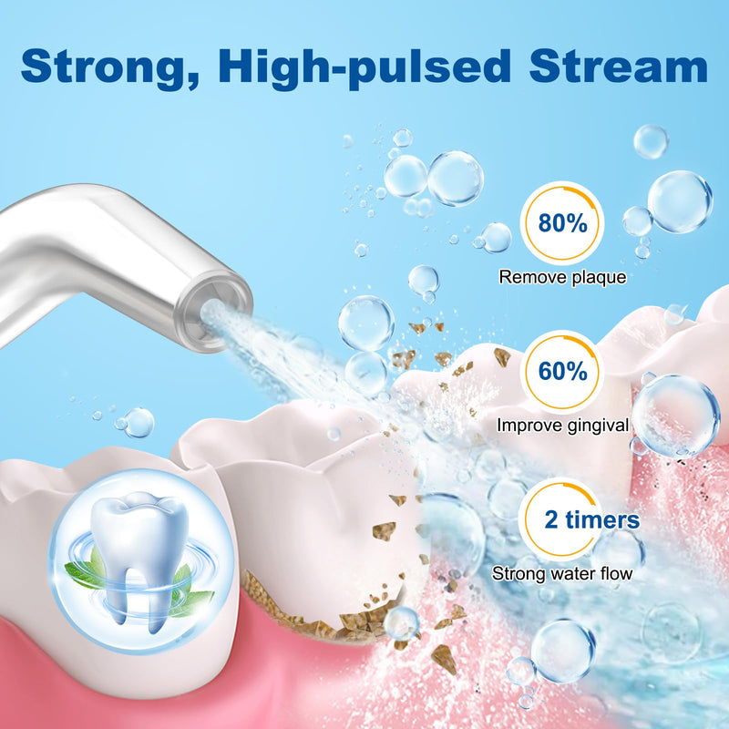 Water Flosser for Teeth Bundle, 300ML Cordless Oral Irrigator Rechargeable Dental Flosser Teeth Picks with 5 Modes 10 Jet Tips,Black White