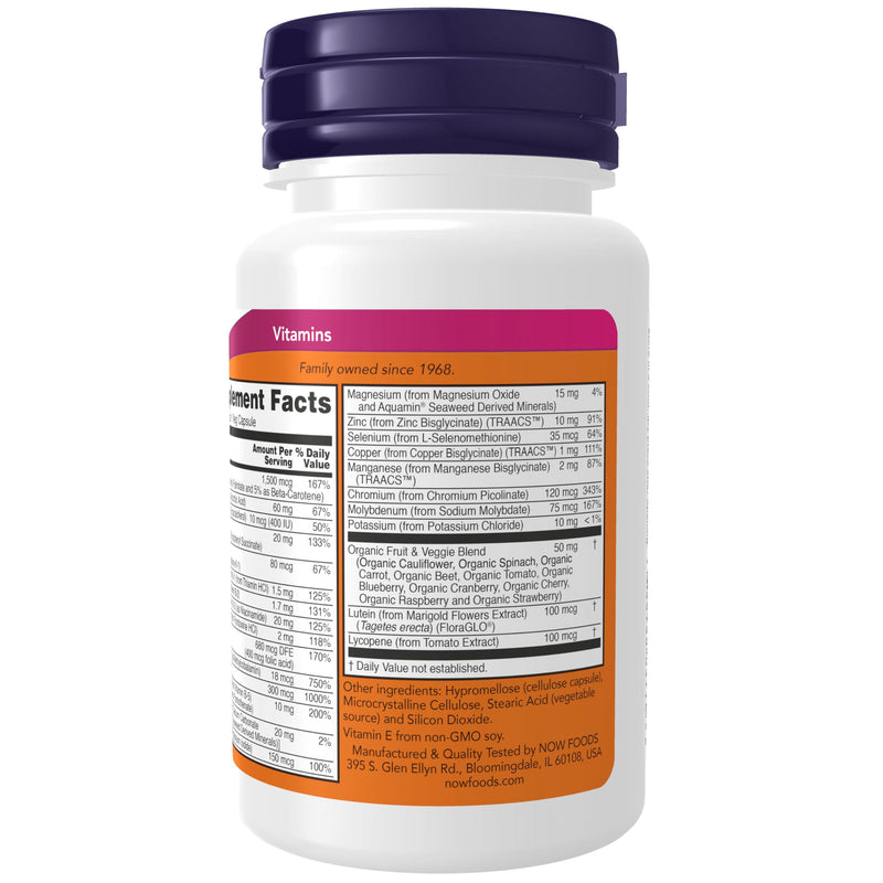 NOW Foods Supplements, Daily Vits™with Fruit & Veggie Blend, Lutein and Lycopene, 30 Veg Capsules 30 Count (Pack of 1)