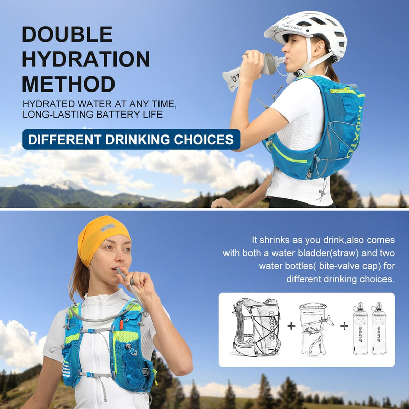 INOXTO Hydration Vest Backpack,Lightweight Water Running Vest Pack with 1.5L Water Bladder Bag Daypack for Hiking Trail Running Cycling Race Marathon for Women Men Blue（M-L）
