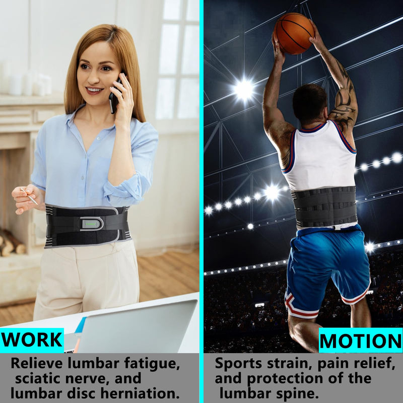 KONSEDIK Back Brace for Herniated Disc,Lower Back Pain Relief,Strain,Adjustable Lumbar Support Belt,with 6 Stays and Removable 3D Pad,for Men and Women Work,Lifting,Sciatica,Scoliosis(X-Large) X-Large