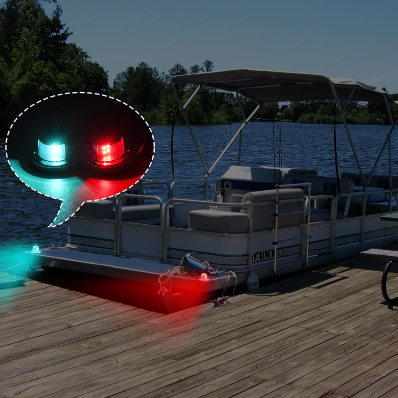 Marine Navigation Lights, LED Boat Lights, 316 Stainless Steel Bow Lights, Red & Green Sidelight for Pontoon Kayak Yacht Sailing Vessels,1NM Visibility,12V (E011090-MF) E011090-MF
